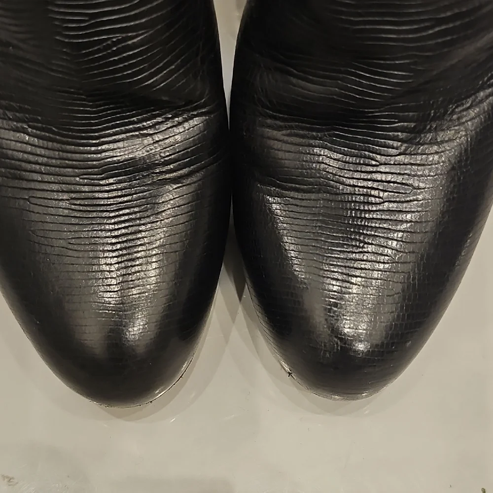 [Like New] Stunning SERGIO ROSSI Black Lizard Knee Boots Sexy (EU 37)